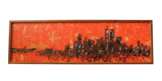 Mid-Century Orange Cityscape by Van Lowe
