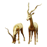Vintage Brass Antelope Statues Sculptures- Set of 2