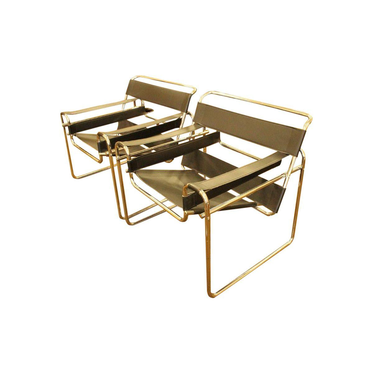 Black Wassily Style Chairs - A Pair