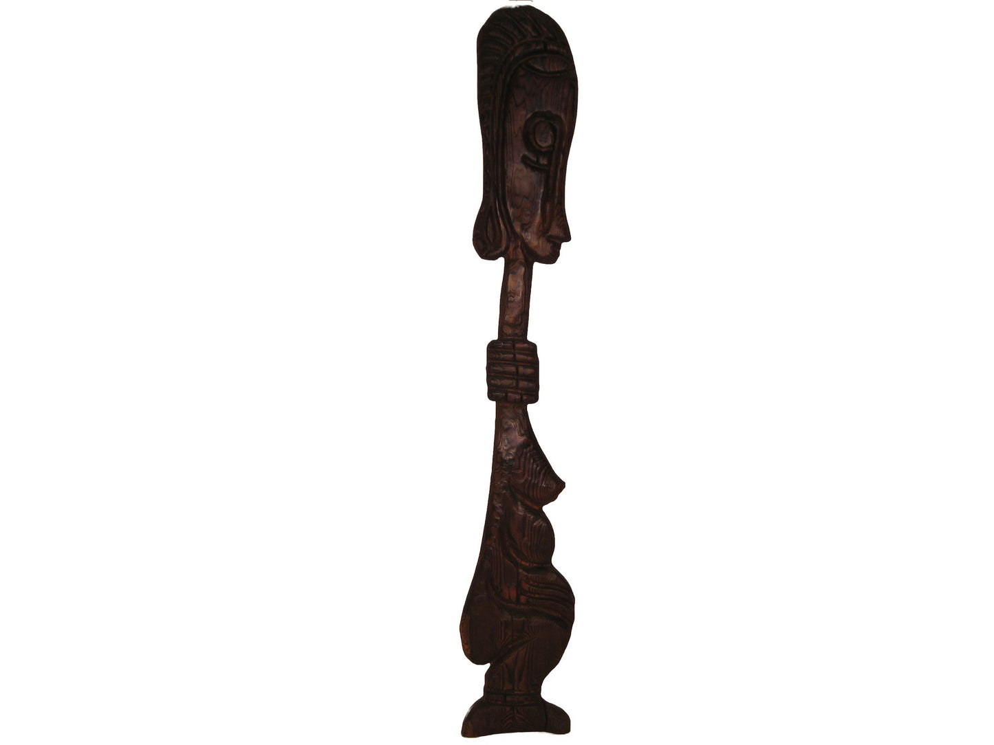 Pair Huge Witco Burnt Wood Figural Wall Hangings